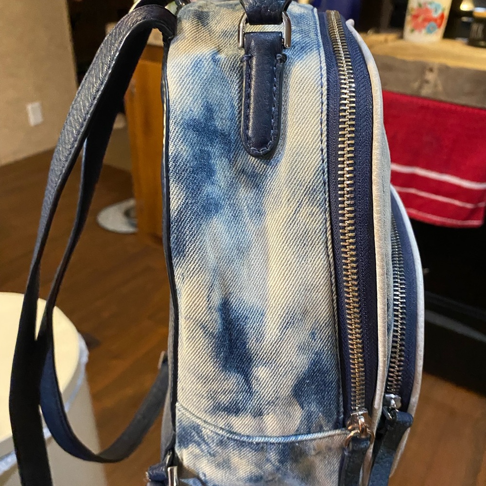 Kate Spade Blue Tie-Dye Denim Backpack - Picture 3 of 12